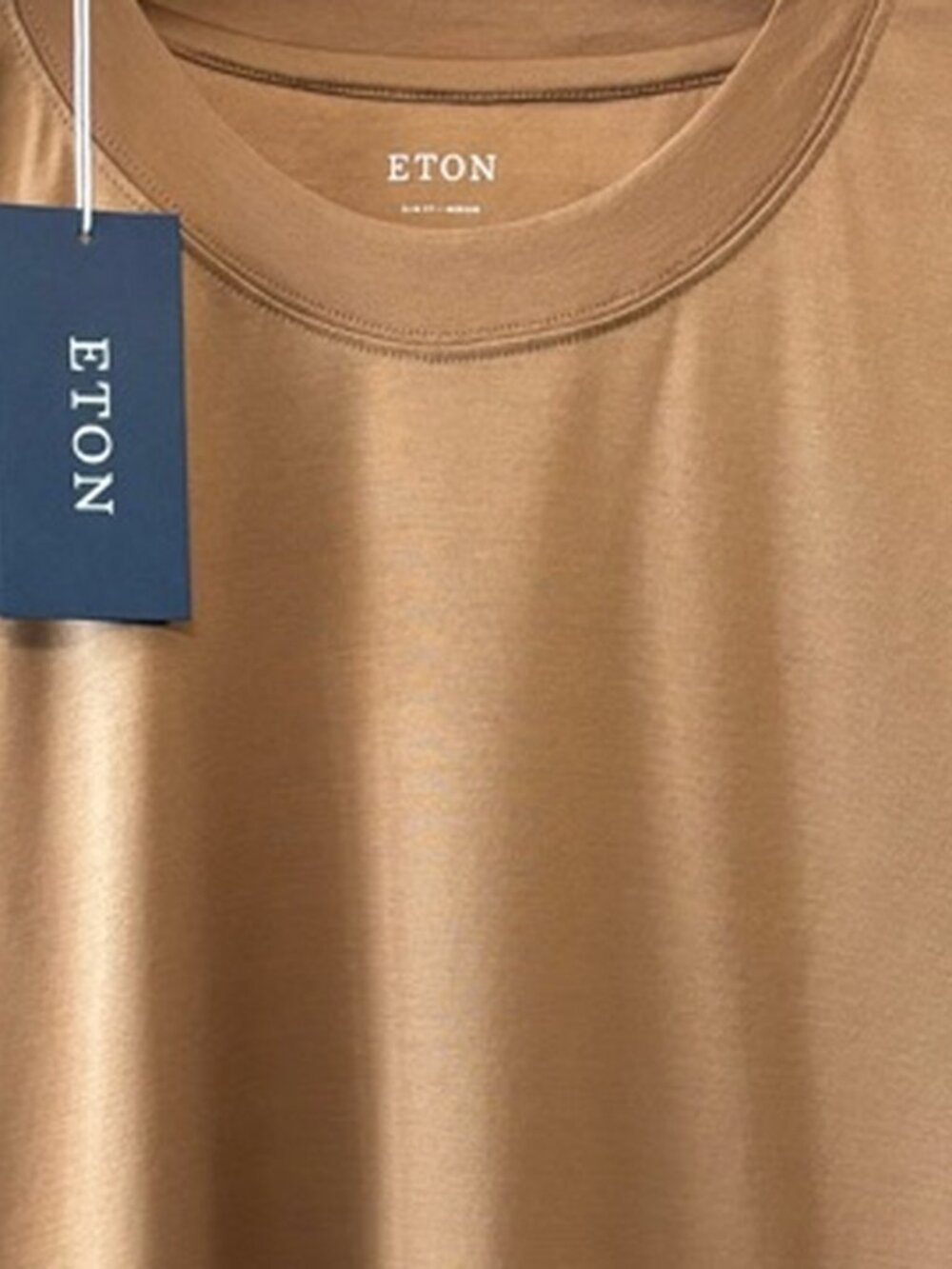 Like New Eton Slim Fit Camel Filo di Scozia Crew Tee M
